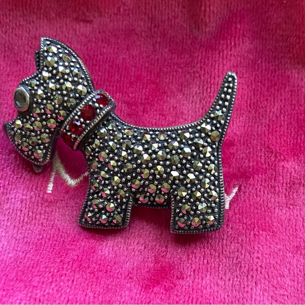Anthropologie Marcasite Sterling Scottie Dog Brooch Pin